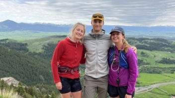 Tech company teammates on local hike in Bozeman, MT.